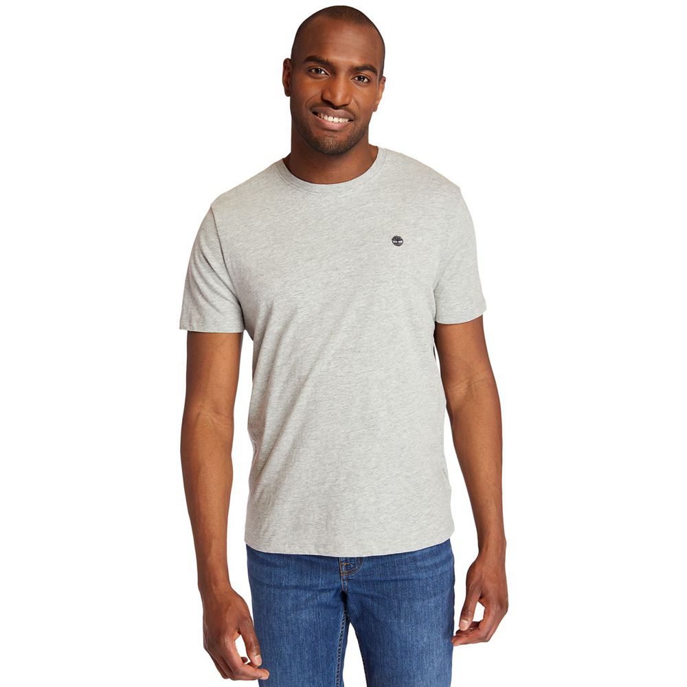 Timberland Mens T-Shirts Embroidered Logo - Grey - India AI4253109